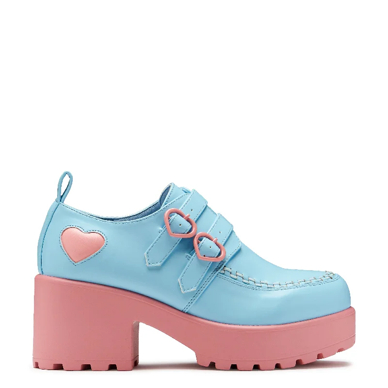 Oxfords for formal appeal-Cotton Candy Dreamscape Oxford Platform Shoes - Blue