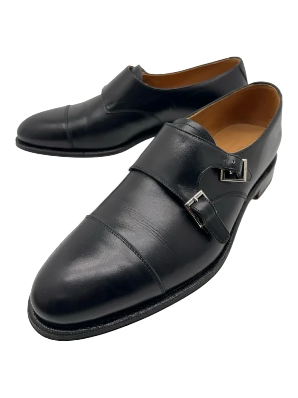 Oxfords for fashion appeal-Meermin Shoe Size 8.5 Black Leather Almond Toe Buckle Detail Oxford Shoes