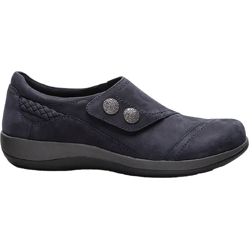 Stylish Casual Shoes for Women with Flexible Construction-Women's Aetrex Karina Navy Nubuck