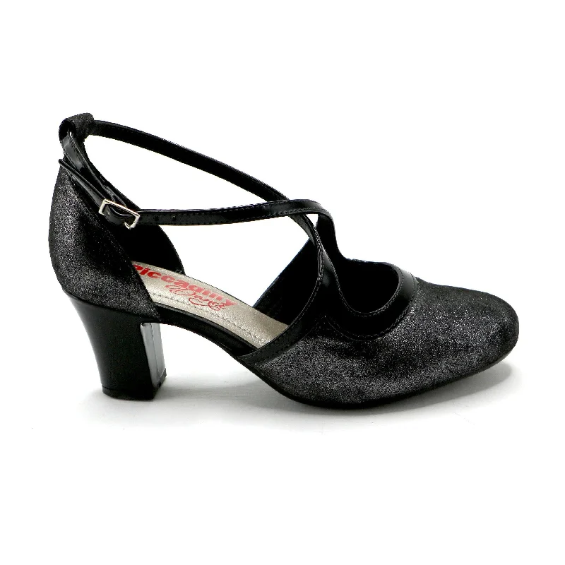 Black Metallic Dance Pumps for Womens (696.004)