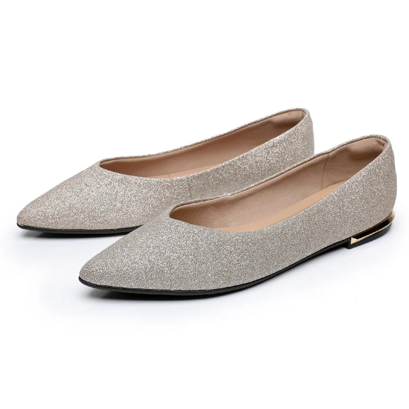 Flats with soft comfortSleek Deco Point Flats - Glitter Champagne (274.054)