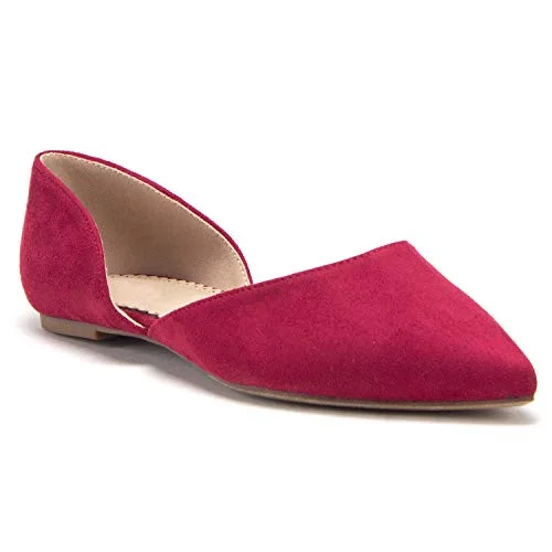 Flats with unique comfortWomen's Hedy-02 Pointed Toe Slip On D'Orsay Cut Out Ballet Flats Shoes