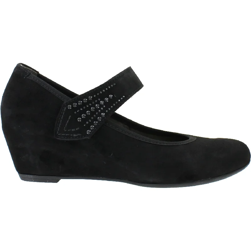 Comfortable Casual Shoes for Women with Smooth Slip-on Fit-Women's Gabor 95.361.17 Black Suede