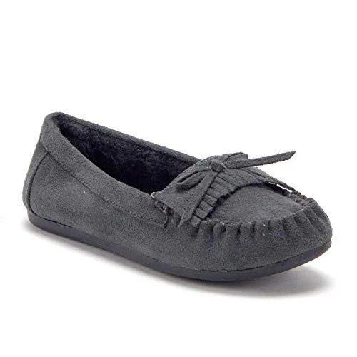 Flats for classic heelsJazamé Little Girls Tasha Warm Fur Lined Slip On Cozy Moccasins Casual Flats Shoes