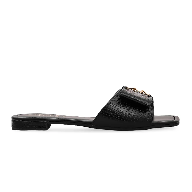 Slippers with flexible heels-Black Formal Slipper FR8099