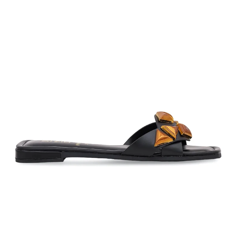 Slippers for evening lounging-Black Formal Slipper FR8067