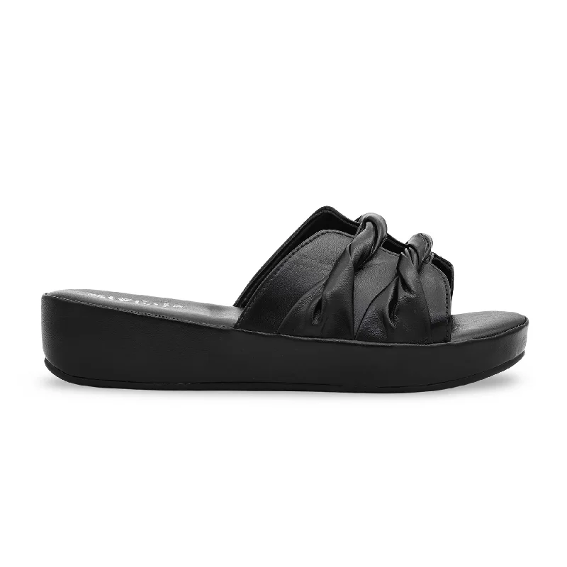 Slippers with chic soles-Black Formal Slipper PU0046