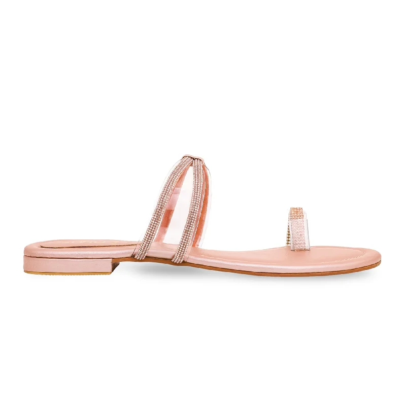 Slippers with chic soles-Peach Fancy Chappal FN0688