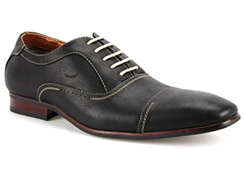 Oxfords for dressy occasions-Men's 19285 Cap Toe Lace Up Dress Oxford Shoes