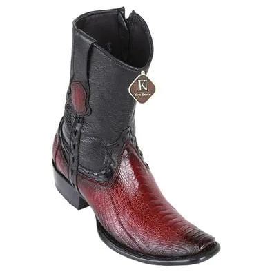 Boots with chic heels-Boots with high tops-Men's King Exotic Original Ostrich Leg Skin Dubai Style Short Boot 479B0543