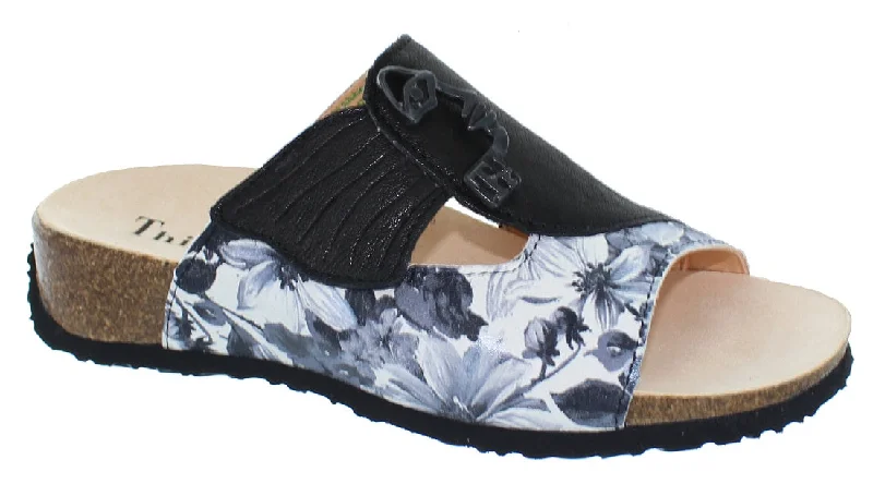 Sandals with soft comfortThink! Mizzi Slide Sandal Black/Grey Floral