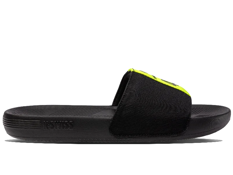 Sandals with sleek comfort98951-071-M | SLIDE SANDAL LINEAR X MCLAREN | BLACK/SAFETY YELLOW