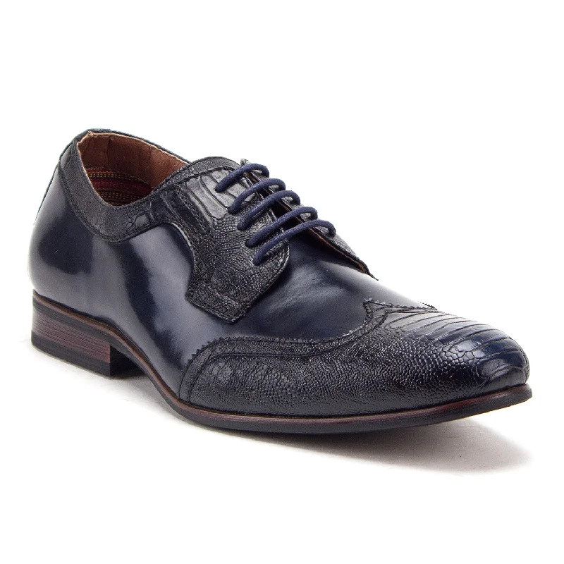 Oxfords for corporate events-Men's Classic Wing Tip Snake Print Lace Up Oxfords Dress Shoes