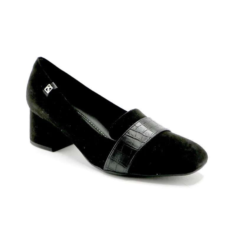 Black Microfiber Croco Pumps (151.008)