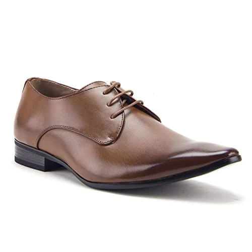 Oxfords with supportive insole-Men's Classic Pointy Toe Derby Lace Up Oxfords Dress Shoes