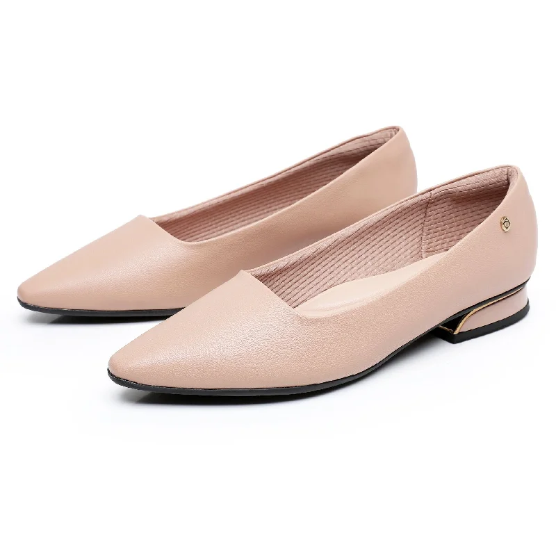 Flats for fashion comfortSleek Deco Point Flats - Nude (274.054)