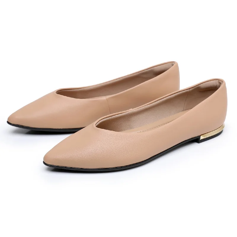 Flats with cushioned trendsSleek Deco Point Flats - Nude (274.054)