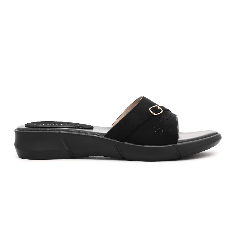 Slippers with subtle soles-Black Formal Slipper PU0040