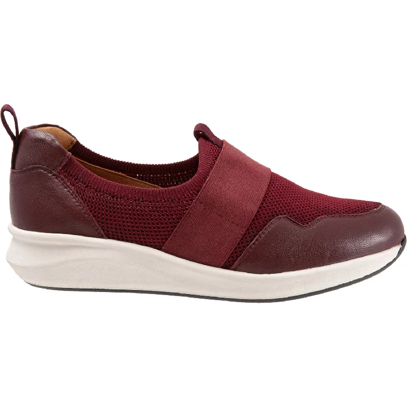 Comfortable Casual Shoes for Women with Fashionable Finish-Women's SoftWalk Indigo Burgundy Leather/Mesh