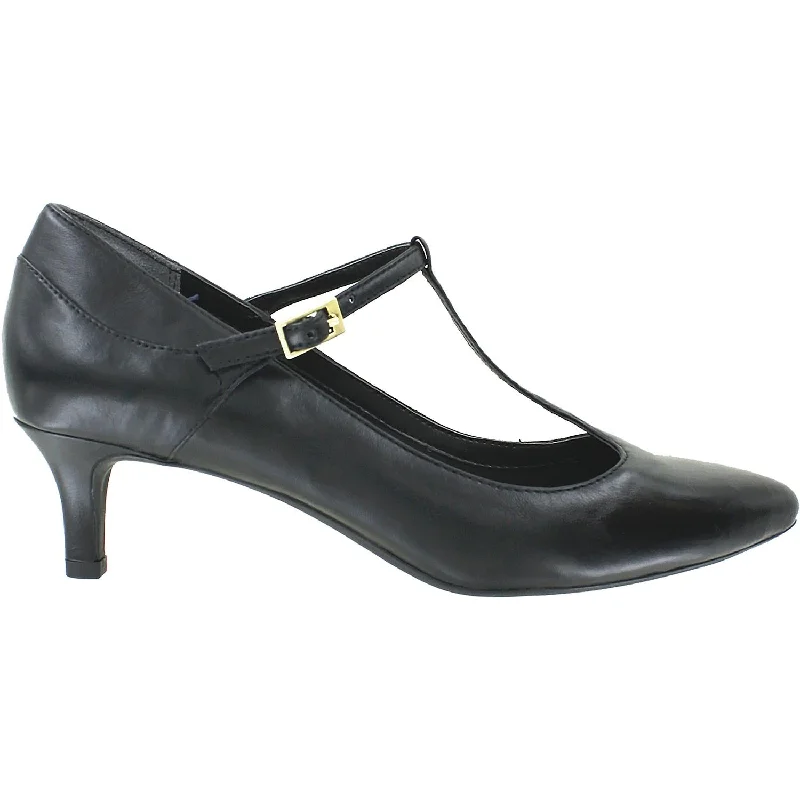 Women's Rockport Total Motion Kalila T-Strap Pump Black Leather