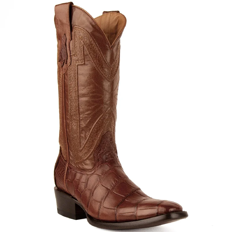 Boots for active walks-Boots for casual Fridays-Men's Ferrini Stallion Alligator Belly French Toe Boots 1074126