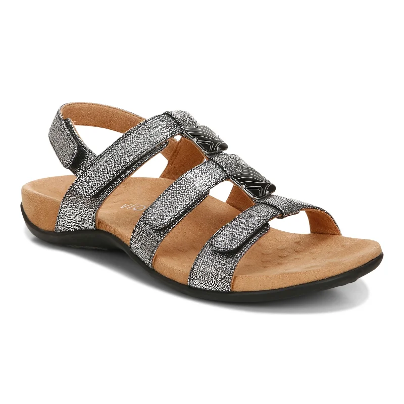 Sandals with soft comfortBlack Metallic Amber Adjustable Sandal by Vionic