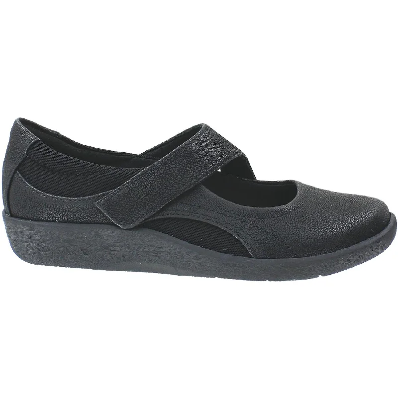 Trendy Casual Shoes for Women with Soft Faux Suede-Women's Clarks Cloudsteppers Sillian Bella Black Synthetic Nubuck