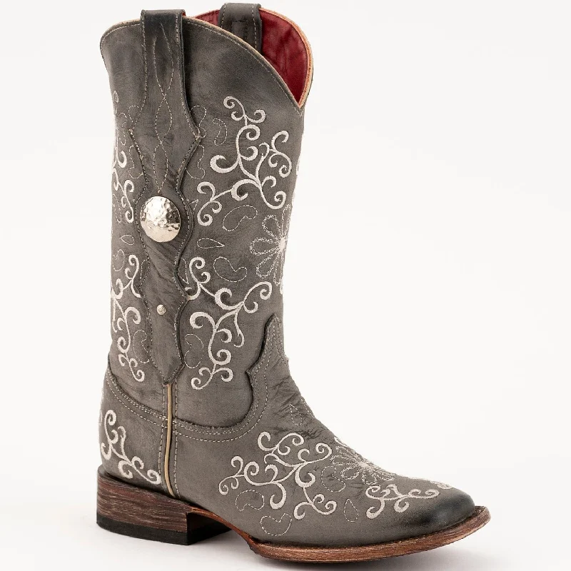 Boots with subtle midsoles-Boots with durable leather-Ferrini Women's Bella Square Toe Boots Handcrafted - Grey/Smoke 8229349