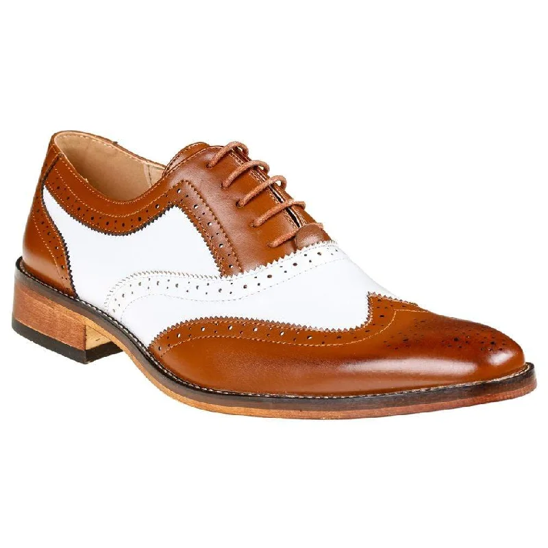 Oxfords with durable appeal-Gino Vitale Men's Two Tone Wing Tip Oxford Dress Shoes