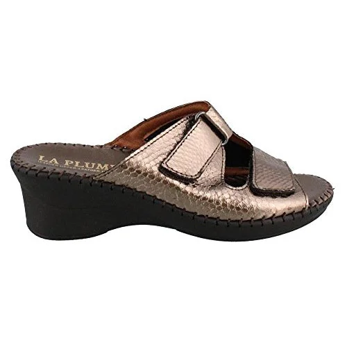 Sandals with durable heelsLa Plume Sheila Pewter Mid Heel Sandal