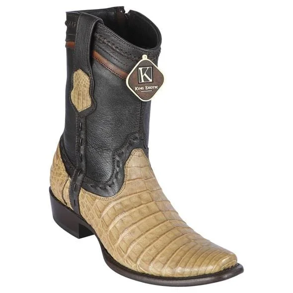 Boots with thick soles-Boots with low profiles-Men's King Exotic Caiman Belly Dubai Style Short Boot 479BG8251