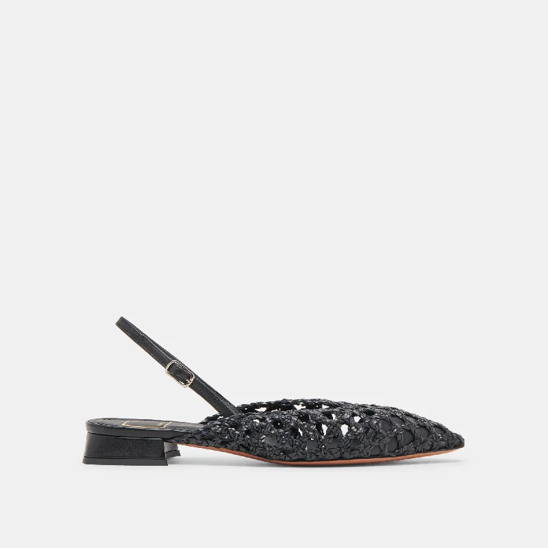 Flats for trendy designsCYNDI FLATS BLACK WOVEN