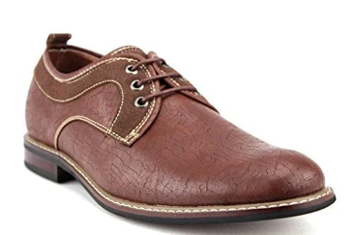 Oxfords with high shine-Ferro Aldo Men's 19257D Distressed Lace Up Oxfords Dress Shoes