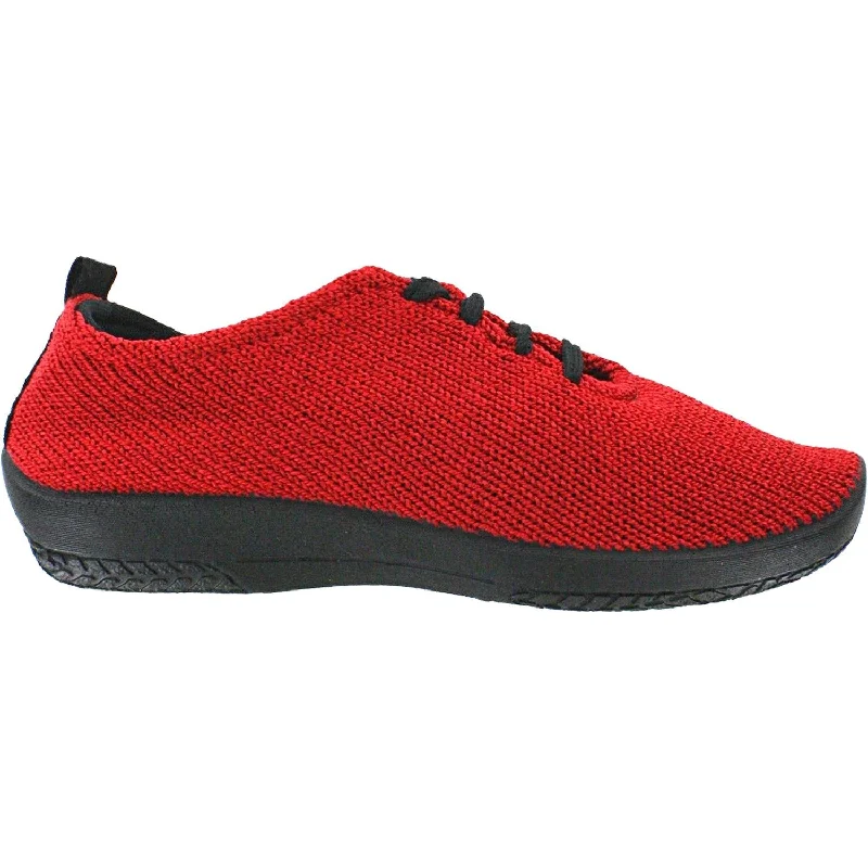 Comfortable Casual Shoes for Women with Simple Lace-up Design-Women's Arcopedico LS Red Knit Fabric