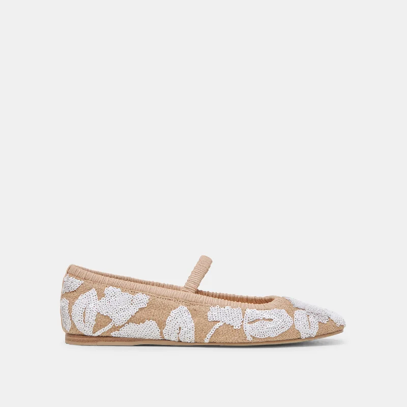 Flats with chic comfortRHODIE BALLET FLATS NATURAL MULTI FLORAL SEQUIN