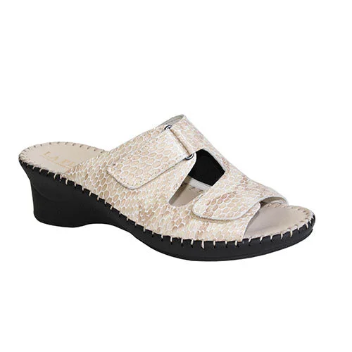 Sandals for classic trendsLa Plume Sheila Bone Mid Heel Sandal