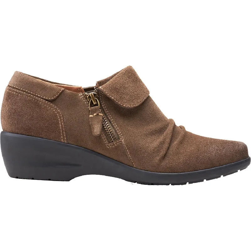 Casual Shoes for Women with Sporty, Comfortable Fit-Women's Clarks Rosely Lo Dark Olive Suede