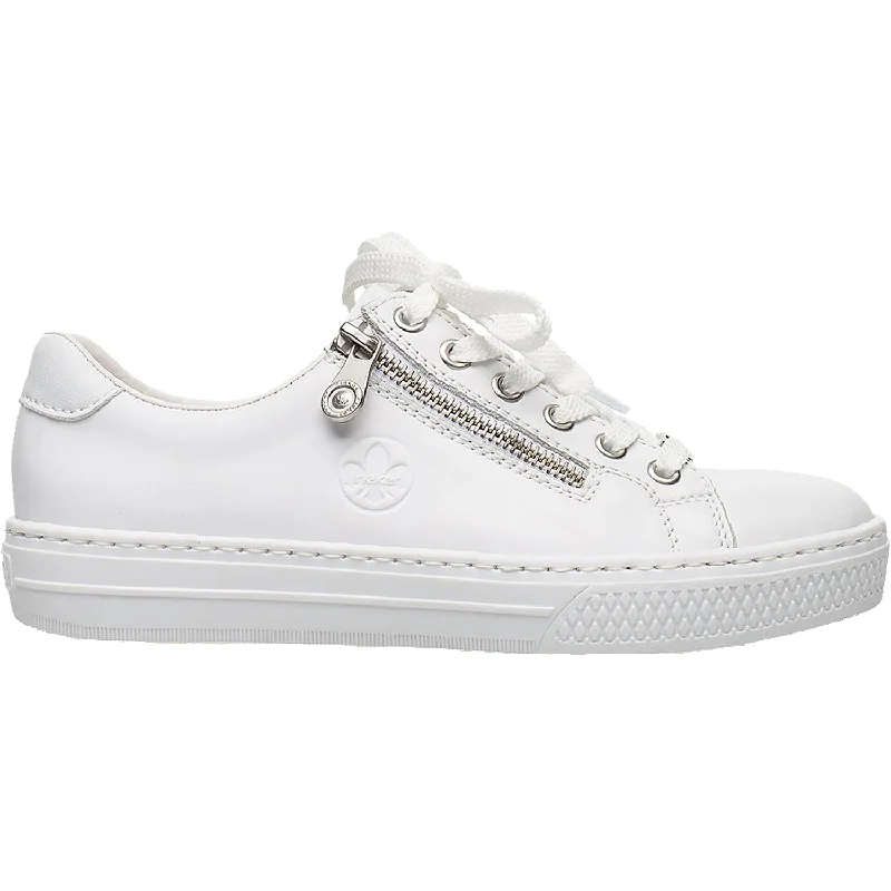 Casual Shoes for Women with Soft Footbed and Cushioning-Women's Rieker L59L1-80 Enya L1 White Leather