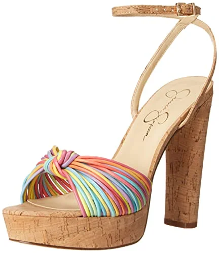 Sandals with cushioned comfortJessica Simpson womens Immie Platform Heeled Sandal, Multi, 8 US