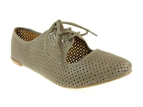 Oxfords with wingtip design-Women's Salya-747 Lace up Perforated Oxfords Shoes