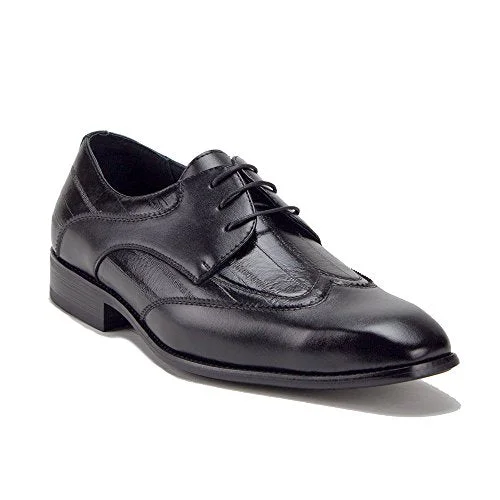 Oxfords for fall fashion-Men's 19130 Wing Tip Pinstripe Texture Lace Up Oxfords Dress Shoes