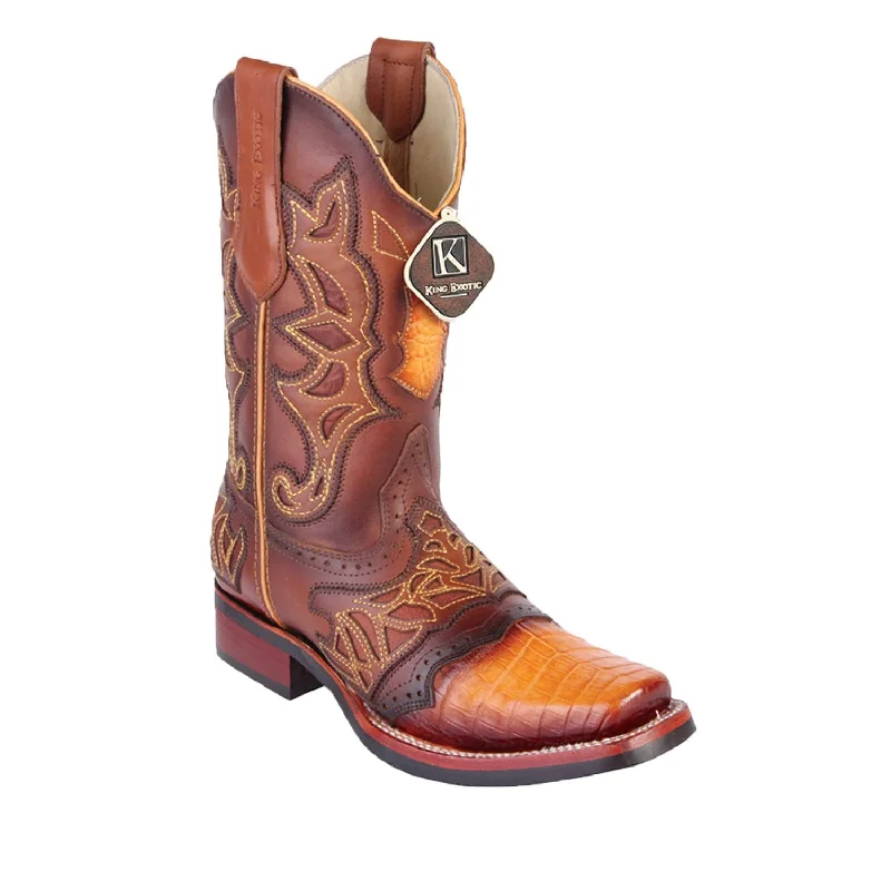 Boots with low soles-Boots with sleek heels-Men's King Exotic Caiman Belly Rodeo Toe Boot 48118202