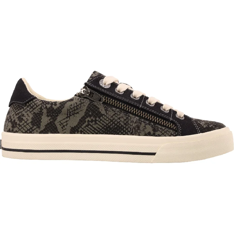 Trendy Casual Shoes for Women with Fun Print-Women's Taos Z Soul Olive Snake Canvas