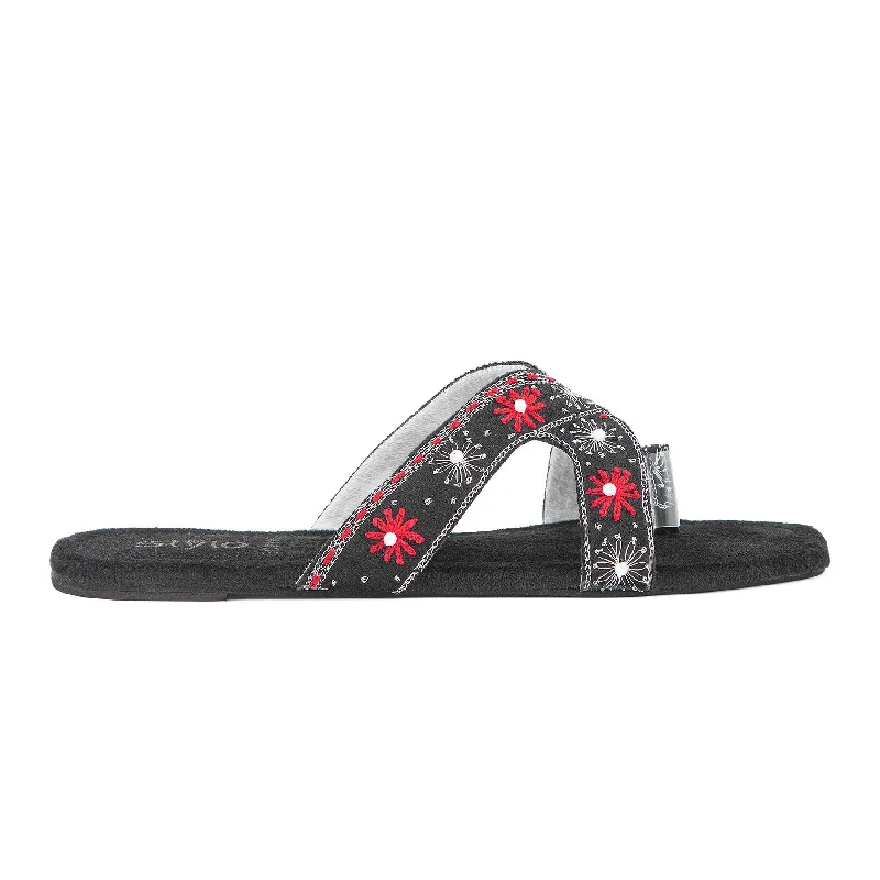 Slippers with sleek soles-Black Ethnic Chappal EC0196