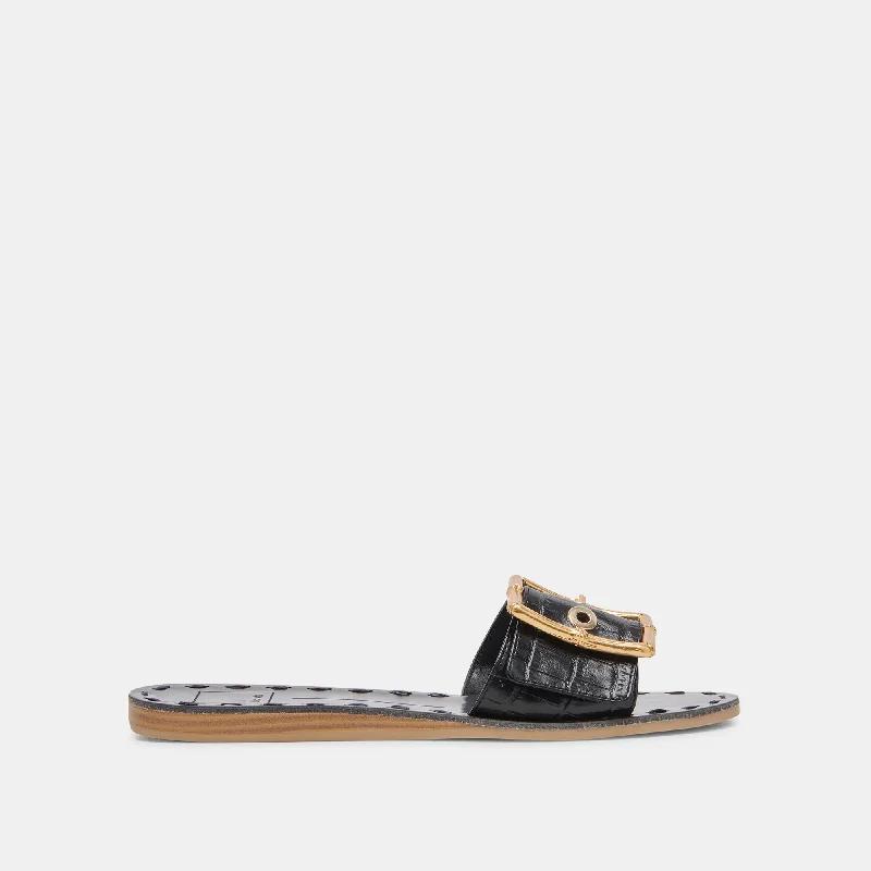 Sandals with bold trendsDASA SANDALS NOIR EMBOSSED LEATHER