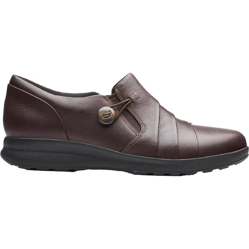 Casual Shoes for Men with Soft Foam Cushioning-Women's Clarks Un Adorn Loop Dark Brown Leather