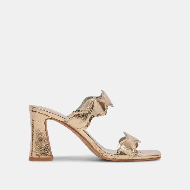 ILVA HEELS GOLD DISTRESSED LEATHER - re:vita