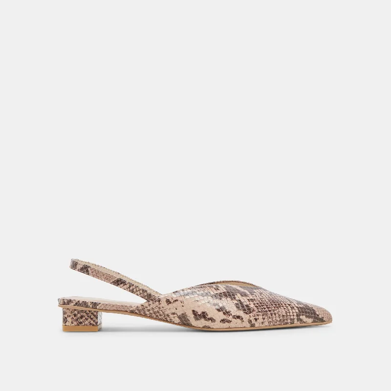 Flats with bold trendsBYANCA FLATS SAND EMBOSSED LEATHER