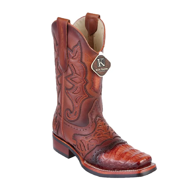 Boots with soft heels-Boots with warm fleece-Men's King Exotic Caiman Belly Rodeo Toe Boot 48118203