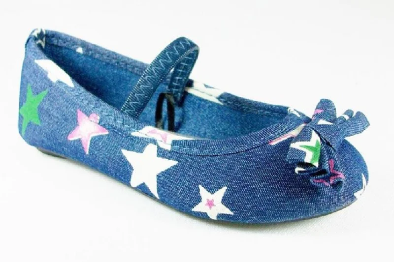 Flats for everyday designsGirls Simply Petals Star Print Mary Jane Flats Starie-7575 Denim